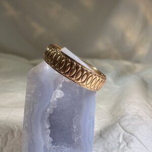 14K Gold Vintage circle Engraved Band Ring Size 11.5 6MM Width PMS Stamped Unise